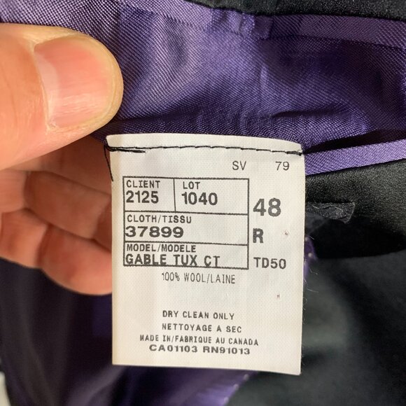 Vintage 90s Union Label Jack Victor Gable Tux Super 100's Wool Tuxedo Jacket - Picture 11 of 16